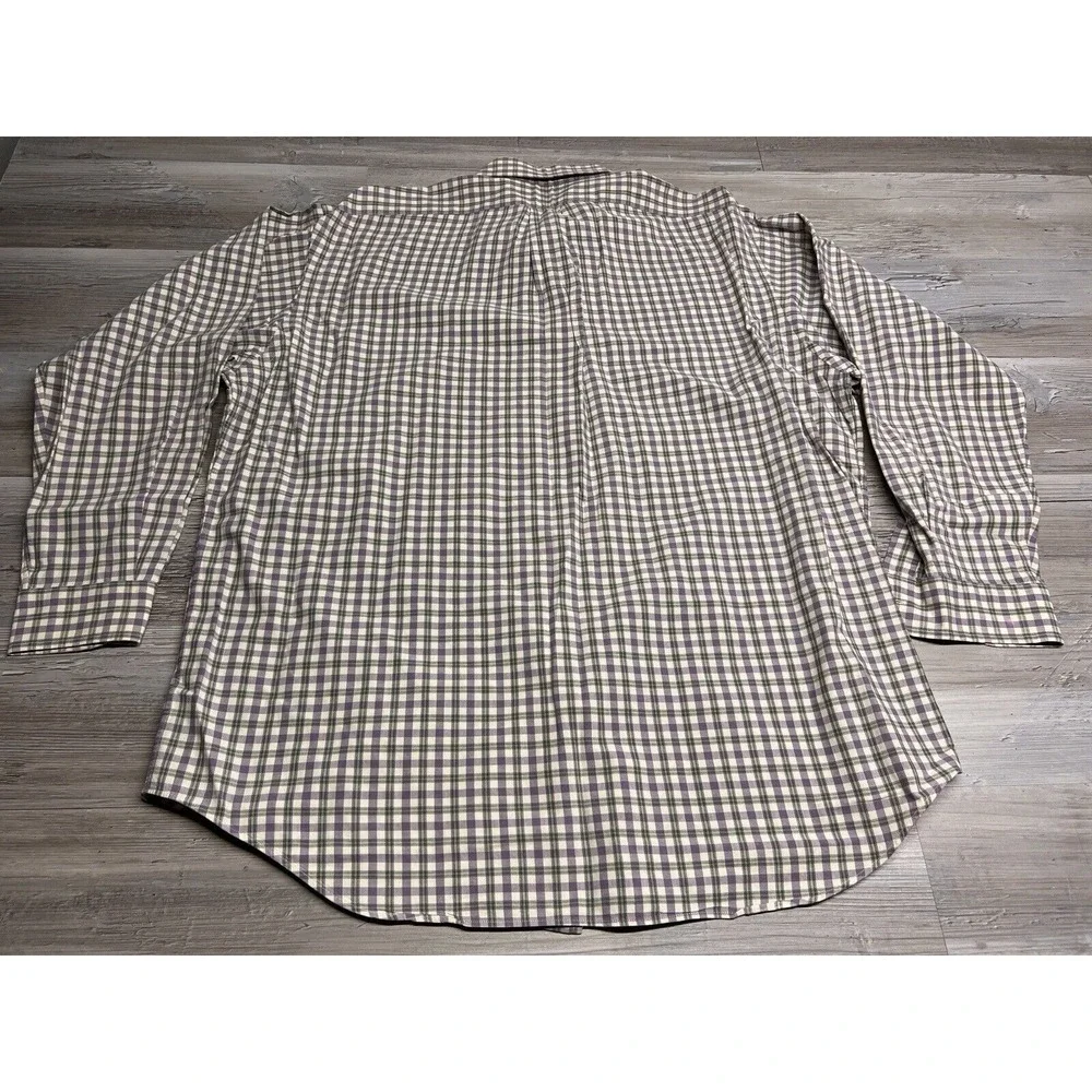 Ralph Lauren Mens Button Down Shirt Blake Cotton Purple Green Check Plaid Size L